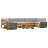 vidaXL Set de canapele de exterior 8 pcs Natural și gri deschis 3383159