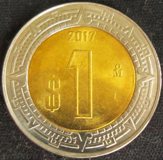 Moneda bimetal 1 NUEVO PESO - MEXIC, anul 2017 *cod 976 = UNC din set numismatic foto