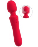Vibrator Super Powerful Wand, 10 Moduri Vibratii, Silicon, USB, Rosu, 24.5 cm
