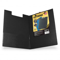 Clipboard Dublu A4 Deli, Negru, Buzunar Interior, Carton Acoperit cu Plastic, Clipboard Dublu Negru, Clipboard cu Buzunar Interior, Clipboard Dublu cu