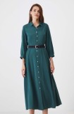 Medicine rochie culoarea turcoaz, midi, evazată
