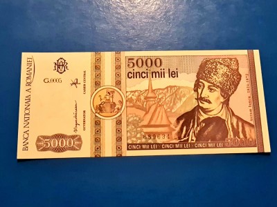 Bancnota 5.000lei din 1992 UNC foto