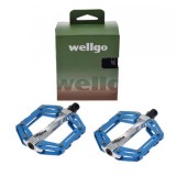 Set 2 pedale Wellgo din aluminiu pentru bicicleta, filet 9/16, culoare albastru Cod:AWR0087BL