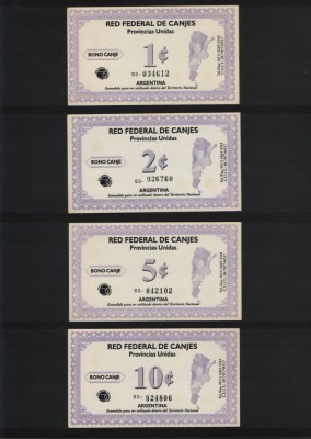 Rar! Set Argentina tichete alimente 1 + 2 + 5 + 10 centavos foto