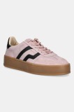 Gant sneakers din piele &icirc;ntoarsă Cuzmani culoarea roz, 31533048