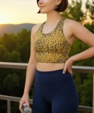 Bustieră Sport din Microfibră &ndash; Suport Ridicat, Confort și Respirabilitate pentru Antrenamente - S - negru/galben-mustar