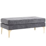 HOMCOM Bancă pentru Pat de Dormitor cu 2 Niveluri, Bancă din Material de Catifea și Oțel, 121x50,5x46,5 cm, Gri &Icirc;nchis | Aosom Romania