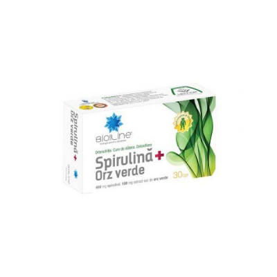 Spirulina + Orz Verde BioSunLine 30 comprimate Helcor foto