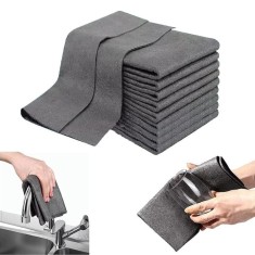 Set 10 lavete magice pentru curatare fara urme, zgarieturi sau scame, multifunctionala, pentru geamuri, bucatarie, baie, din microfibra, dimensiuni 30