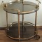 Gueridon Cocktail Bar Cart Neoclassical alama si sticla fumurie 1950&#039;s Franta