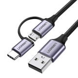Cablu Ugreen 2in1 USB - Cablu Micro USB / USB Tip C 1m 2.4A Negru (30875)