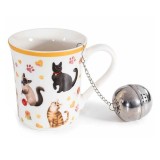 Cumpara ieftin Cana portelan cu infuzor ceai in cutie cadou Pisicute &Oslash; 8,5 x 9 H, 250 ml