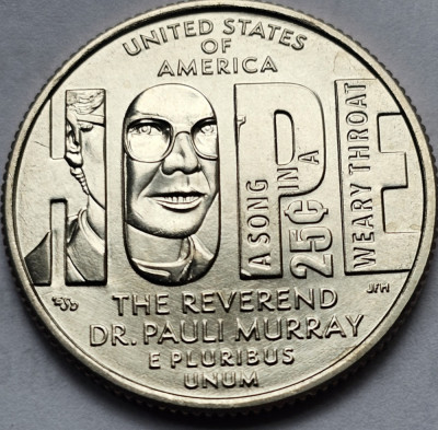 25 cents / quarter dollar 2024 USA, Rev. Dr. Pauli Murray, litera D foto