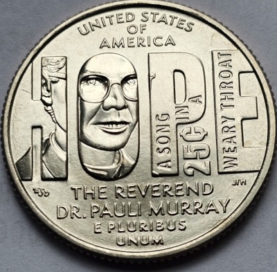25 cents / quarter dollar 2024 USA, Rev. Dr. Pauli Murray, litera S foto