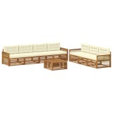 vidaXL Set de canapele de exterior cu pernă 8 pcs Natural și Crem 3383118