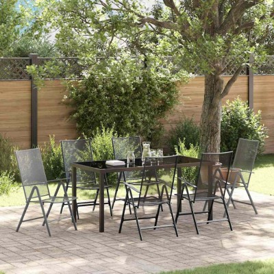 vidaXL Set de masă pentru grădină 7 pcs Antracit Oțel 3379293 foto