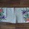 **Stergar vechi taranesc Maramures cusatura de mana pe panza tesuta in casa, tindeu, model cu flori