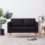 Canapea 2 locuri Gossi, material textil, negru, confortabila, huse detasabile