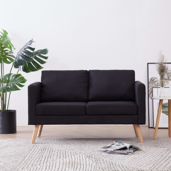 Gossi canapea cu 2 locuri, negru, material textil