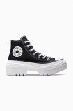 Converse tenisi Chuck Taylor All Star Lugged Heel femei, culoarea negru, A08258C