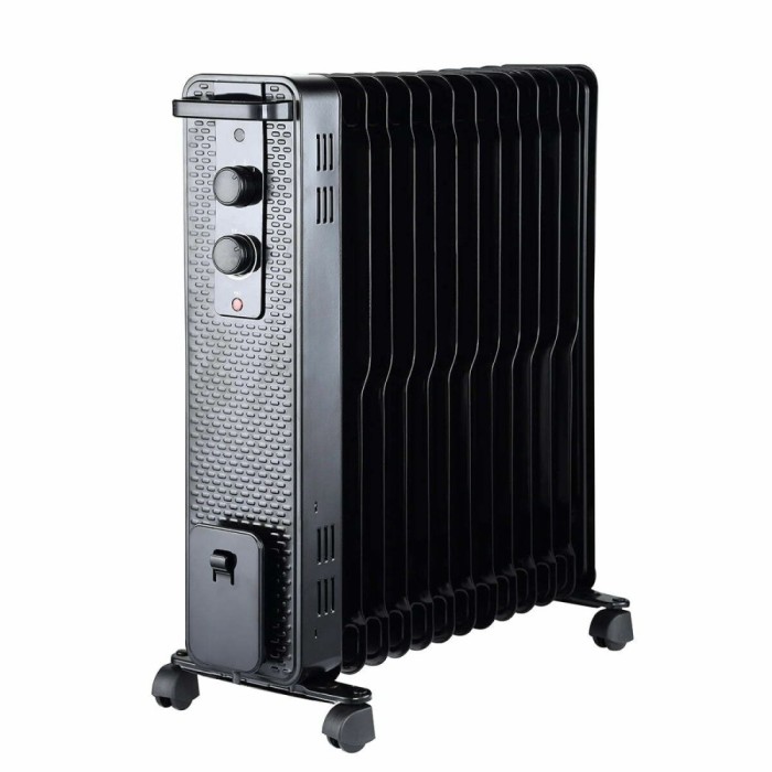 Radiator cu ulei 3000W, 13 elementi, cu roti, negru