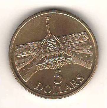 SV * AUSTRALIA FIVE DOLLARS / 5 DOLARI 1988 * PARLAMENTUL AUNC+