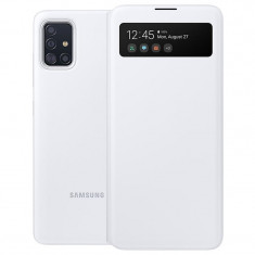 Husa TPU Samsung Galaxy A51 A515, S View Wallet, Alba EF-EA515PWEGEU