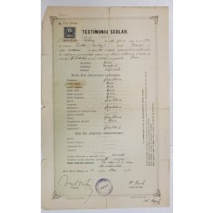 TESTIMONIU SCOLAR , ACORDAT DE SCOALA MEDIE DE CONFESIUNE GRECO - ORIENTALA DIN BRASOV , 1911, TEXT IN LIMBA ROMANA !