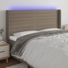 VidaXL Tăblie de pat cu LED, gri taupe, 183x16x118/128 cm, textil 3124206