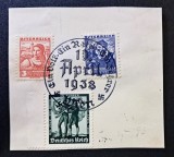 Germania / Austria (Ostmark) 1938 Fragment Ștampilat Special "Ein Volk, Ein Reich, Ein F&uuml;hrer 10. April 1938" - CKL2, Stampilat