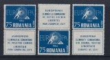 ROMANIA EXIL 1960 EMISIUNEA 22 SERIE DANTELATA CU VIGNETA MNH, Nestampilat
