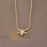 Colier Armonia Serena , placat aur 18K cu zirconia smarald si safir roz, Brazilia, stanta