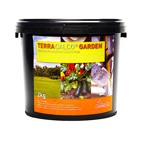 Terracalco Garden 2 kg, pulbere de Calciu pur, Carmeuse, afanarea si ameliorarea solului, imbunatateste pH-ul, impiedica baltirile, dezvolta sistemul