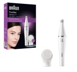 Epilator facial Braun SE810 Face, 10 prinderi, Perie curatare cu micro-oscilatii, Alb, Resigilat, Grad A