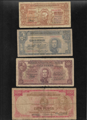 Set Uruguay 1 + 5 + 10 + 100 pesos 1939 foto