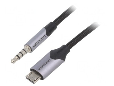 Cablu Audio Jack 3,5mm la USB Micro B 2m Negru foto