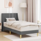 vidaXL Cadru de pat cu headboard Gri &icirc;nchis 100 x 200 cm țesătură 42027328