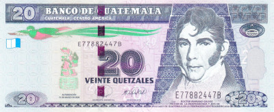 Bancnota Guatemala 20 Quetzales 2008 - P118 UNC foto