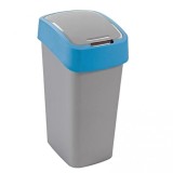 Cos de gunoi Curver Flip Bin 10L, Capac batant, 18.9x35x23.5 cm, Gri/Albastru