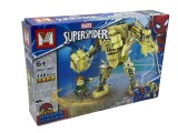 Set Constructie Spiderman Super Eroi, Robot Auriu 148 Piese, Figurina, Accesorii, Compatibil Lego, 6+ Ani