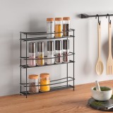 Raft Condimente Metaltex Kumino, 3 Niveluri, Negru, Metal Vopsit, 33x7x37 cm
