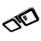 Lustra LED cu telecomanda si cristal QUADRIS, 24W, 2 Patrate, lumina Rece/Calda/Neutra, Dimabila, Negru, Alessandro DESIGN