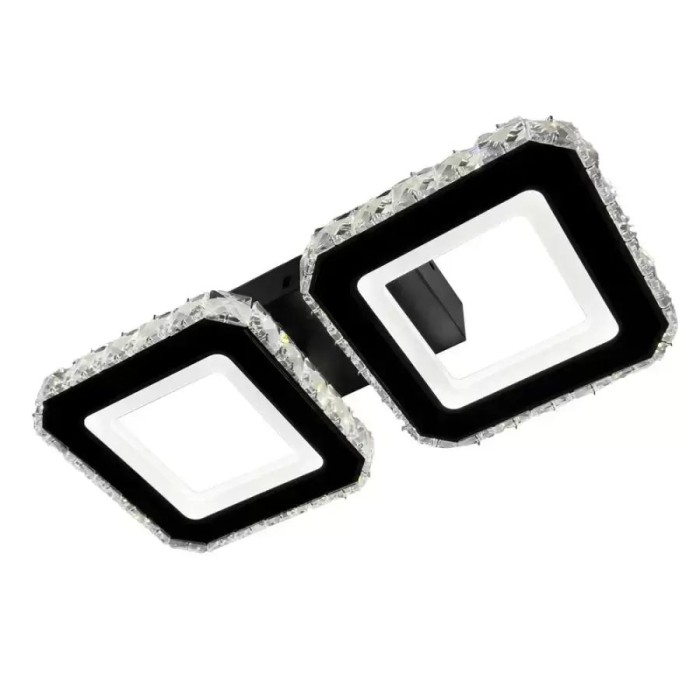 Lustra LED cristal QUADRIS 24W, 2 Patrate, lumina Rece/Calda/Neutra, Dimabila, Negru ModernLight Concept