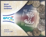 ROMANIA 2007 LP 1778 EXPOZITIA FILATELICA MONDIALA EFIRO 2008 COLITA MNH