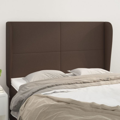 vidaXL Tăblie de pat cu aripioare, maro, 147x23x118/128 cm, piele eco foto