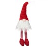 Figurina Decorativa Craciun Gnome, Caciula Catifelata Rosie, Barba Lunga, Picioare Suspendabile, 41cm, Oem
