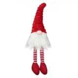 Figurina Decorativa Craciun Gnome, Caciula Catifelata Rosie, Barba Lunga, Picioare Suspendabile, 41cm, Oem