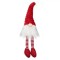 Figurina Decorativa Craciun Gnome, Caciula Catifelata Rosie, Barba Lunga, Picioare Suspendabile, 41cm