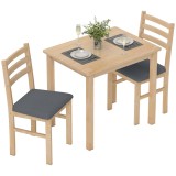 HOMCOM Set de Masă 3 Piese cu 2 Scaune, Masă de Bucătărie pentru Spații Compacte, Scaune Panouri, Spațiu de Economisire, MDF, Lemn Natural | Aosom Rom