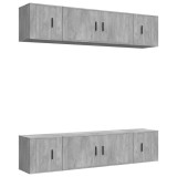 Cumpara ieftin Set dulap TV, 6 piese, gri beton, lemn prelucrat